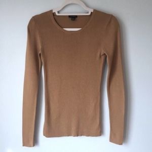 Ann Taylor | Scoop Neck Camel Pullover Sweater, XS